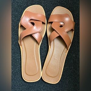 Women's Tan Slide Sandals